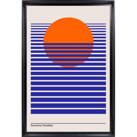 Tableau mural encadré soleil couchant graphique 40x60 cm - Tableau Mural Décoratif - Image Encadrée Imprimée en HD - Impression 40x60 cm sur Fibres de Bois FSC - Finition Mate - Fabriqué en France (1/5)