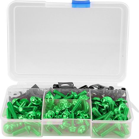 Kit 177 pièces Vis Carénage Moto M5 M6 Universel pour Yamaha Sportbikes Vert (1/5)