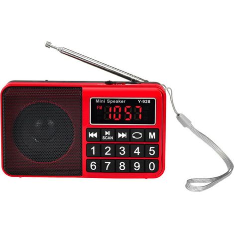 Radio Portable Rechargeable avec Haut-Parleur FM/AM(MW)/SW/USB/Micro-SD/MP3. Radio à Piles avec Gros Boutons et Grand écran. (Pas de Prise Charge des Stations prédéfinies) (1/4)