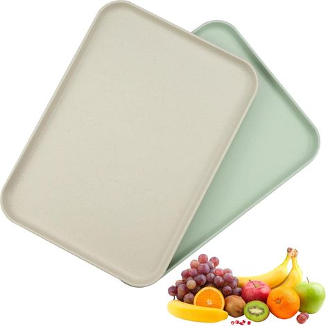 2 Pièces Plateau Rectangulaire, Antidérapant PP 30,5x22cm, Pour Cuisine Restaurant Café