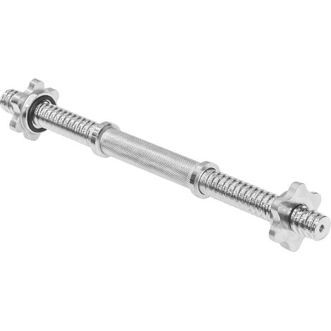 Barra recta para mancuernas, corta, roscada, con abrazaderas, 40 cm, 25 mm, Rebel (1/5)