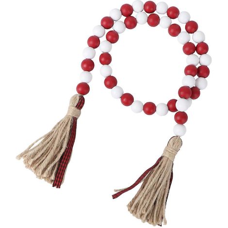 Ornement bohème à pompons avec perles en bois et corde naturelle pour décoration murale, fenêtre, balcon et jardin (1/5)