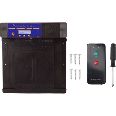 Ouverture automatique de porte de poulailler à distance avec capteur de luminosité et minuterie (marron foncé). (1/5)