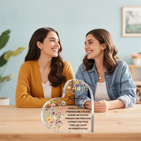 Plaque en acrylique cœur décoratif, décoration bureau à poser, idée cadeau souvenir(10 cm) (1/3)