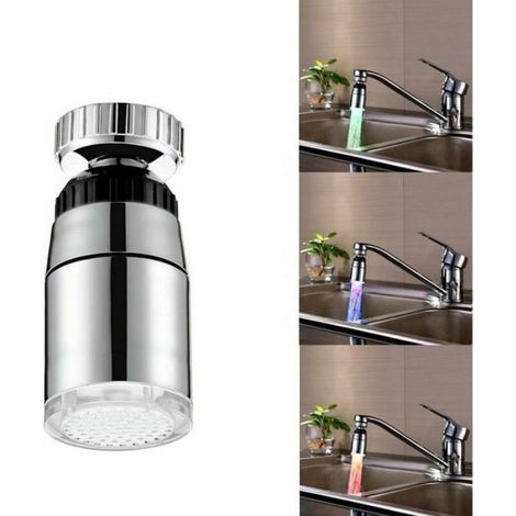 Embout Robinet LED - 3 Couleurs - Indicateur Température - Économie Eau - ABS - Pour Lavabo - 1 Pièce (1/4)