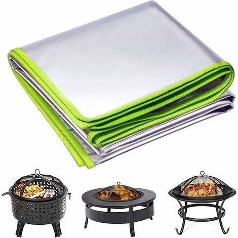 Fire Pit Mat 100x100cm Square Patio Grill Mat, Reusable BBQ Fireproof Mat for Decking, Grass, Lawn, Backyard and Outdoor Campsite - Under Grill Mat Pad Protector (39.439.4inch) (1/5)