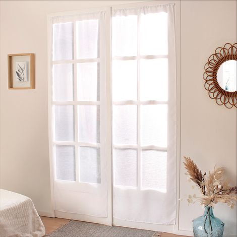 Homemaison – Lot de 2 voiles passe-tringle base droite 90x160 cm – Tissu 100% polyester – Ourlet passe tringle – Couleur blanc