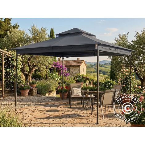 Gazebo da giardino Horus, 3x3,7m, Grigio - Dancover