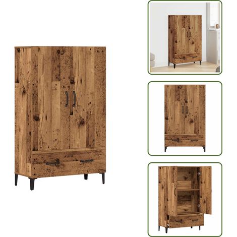 Buffet haut vieux bois 70x31x115 cm bois d'ingénierie - Buffet - Buffets - Armoire - Armoire Latérale (1/5)