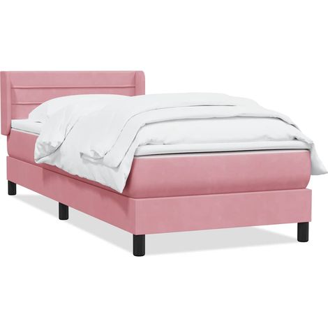 Maison Exclusive - Sommier à lattes de lit avec matelas rose 90x210 cm velours (1/5)