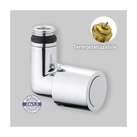 Valvola Ad Angolo Sx Termostatizzabile Attacco Rame, Multistrato E Pe-X "Dafne" Cromo 1/2" - 24X1,5 (1/3)