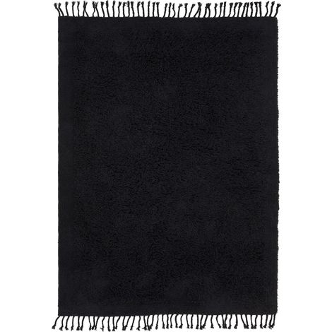 Teppich BITLIS Schwarz 140 x 200 cm Baumwolle