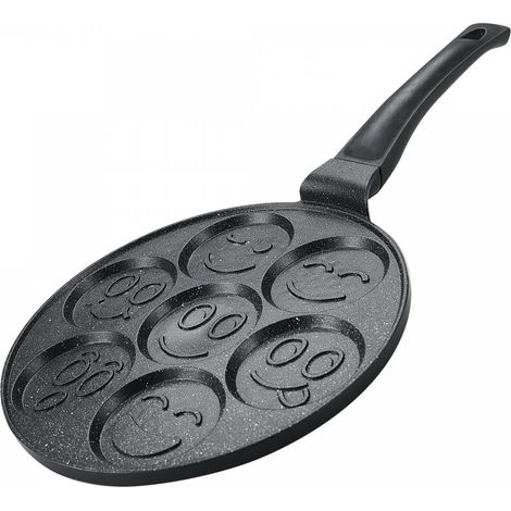 Herzberg hg cp267sml teglia per pancake e crepe rivestita in marmo da 26 cm - 7 emoticon
