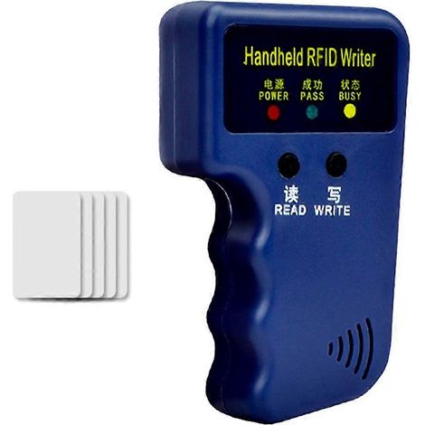Lecteur de cartes RFID 125 kHz + kit de 5 cartes (copieur, graveur, duplicateur, programmateur, copie de cartes d'identité EM4305 T5577, étiquettes inscriptibles). (1/5)