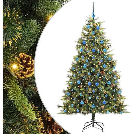 Árbol de Navidad artificial con ramas plegables y conos 210 cm vidaXL