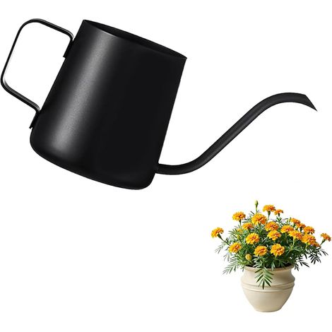Arrosoir noir de 350 ml - Petit arrosoir pour plantes d'intérieur - En acier inoxydable - Long bec - Arrosoir pour plantes d'intérieur et plantes grasses (1/5)