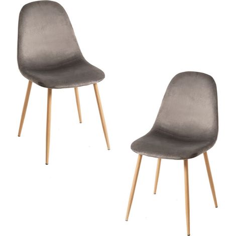 Packs Sillas Comedor - Pack 2 Sillas Teok Terciopelo - Gris oscuro (1/5)
