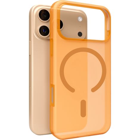 Coque en silicone MagSafe pour iPhone 17 Pro, couleur orange translucide, teinte Daylight (1/2)