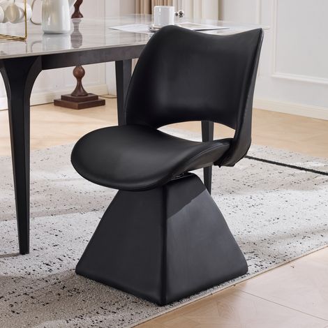Chaise pivotante confortable en noir,chaise moderne à dossier haut en imitation cuir,idéale pour la salle à manger,le bureau à domicile et le salon