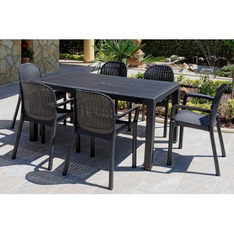 MESA RESINA RATAN ELEGANCE NEGRO
