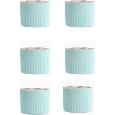 Juego moderno de plástico de cuatro compartimentos para cepillos y pasta de dientes, ideal para el baño, color azul (6 piezas). (1/4)