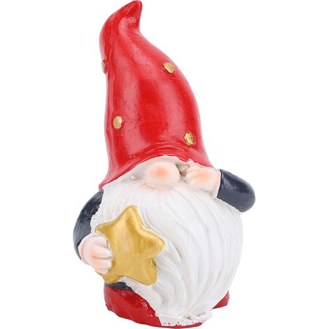 Adorable statuette de nain en résine, décoration de Noël pour la maison, le bureau, la table ou la cheminée, style étoile à cinq branches (1/5)