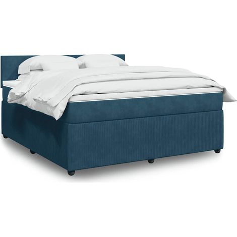 Boxspringbett mit Matratze Blau 180x200 cm Samt