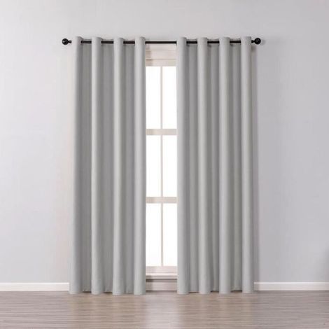 Rideau Occultant Une Piece Thermique à Oeillet Décoration de Fenêtre Pour Salon et Chambre 132 x 213 cm Gris Clair gris clair (1/4)