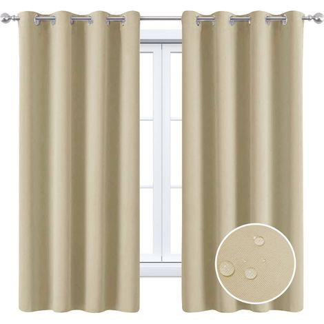 Wasserdichte Outdoor-Vorhänge, Sonnenschutzvorhang für Balkon, Terrasse, Veranda, Pergola, Pavillon (132 x 215 cm, Beige)