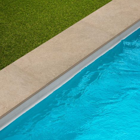 Margelle de piscine effet Pierre Beige Cotto 60x28x2 cm Bord Droit Pietra  - RO'MA CARRELAGE