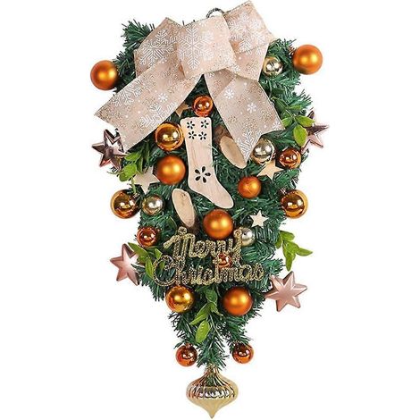 Décorations d'extérieur suspendues, sapin inversé, couronnes de Noël pour fenêtres et portes