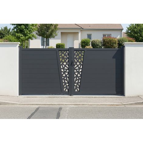 Schwingtor 3,5 m CERVINA RUIVO H.160cm graues Aluminium