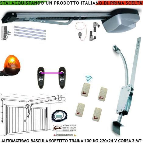 BASCULANTE CONTRAPPESI 100 KG MOTORE 220/24 V AUTOREVERSE ARCHETTO 4 RADIOCOMANDI FOTOCELLULE FARO 24 LED SBLOCCO (1/5)