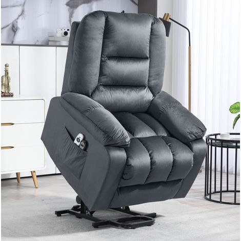 Fauteuil relax électrique releveur avec massage et chaleur, inclinable 135°, gris DESVIAE (1/5)