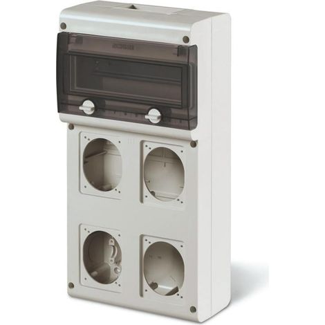 Coffret Électrique 11 Modules DIN 4 Prises IP66 Block SCAME Gris