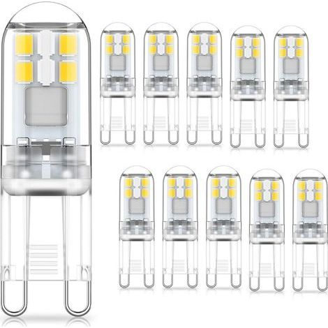 G9 1.5W LED Bulbs, Equivalent to 20W Halogen, Cool White 6000K, AC 220-240V, Non-Dimmable, Mini Incandescent Bulb, Flicker-Free, Pack of 10 (1/5)