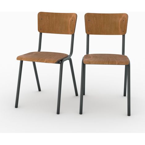 Silla Clem escolar vintage en madera oscura (juego de 2)