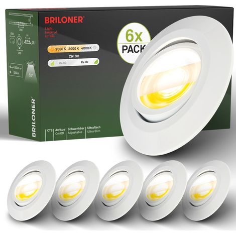 6er Set LED Einbaustrahler 230V LED Einbauleuchten Spots schwenkbar CTS Ra90 (1/5)