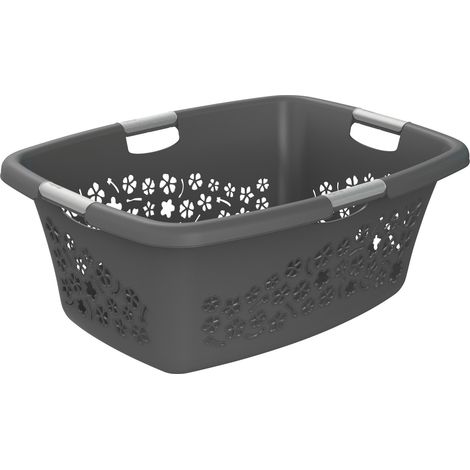 Rotho Wäschekorb Flowers, 50 l anthrazit Wäschekörbe