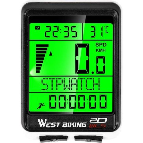 Compteur kilométrique sans fil pour vélo avec rétroéclairage 5 langues Imperméable Compteur kilométrique pour vélo (1/5)