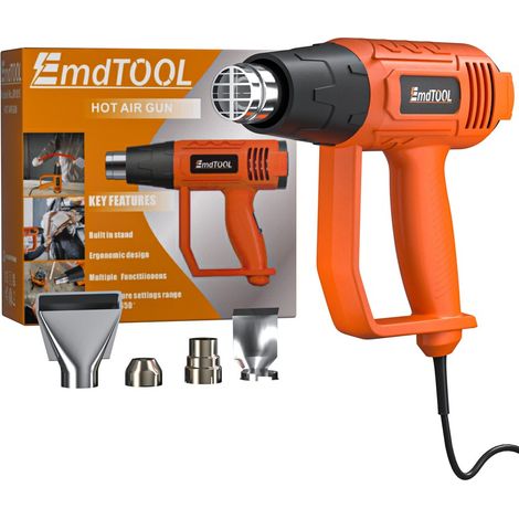 Orange Pistolet à air chaud professionnel 2000W Pistolet à air chaud 4 buses 600°C