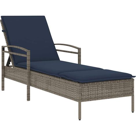 Maison Exclusive - Lettino Prendisole con Cuscino Grigio 63x200x81 cm in Polyrattan (1/5)