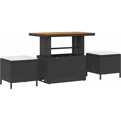 Maison Exclusive - Garten Essgruppe Schwarz Poly-Rattan