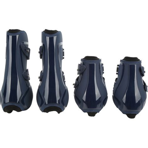 Stivali protettivi per zampe di cavallo, set da 4 pezzi, in neoprene PU spesso, ammortizzanti per equitazione (set blu navy, taglia L) -Crezuo