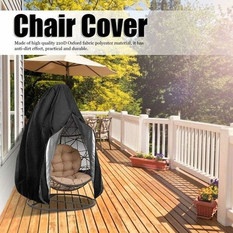 Housse de Chaise Suspendue Oxford de Protection imperméable à l'eau et à la poussière pour Patio, Chaise à Bascule, Chaise Flottante (Black),(190115cm) (1/4)