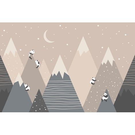 Papier peint panoramique Enfants - Montagnes Pandas - 130 cm x 87 cm (1/2)