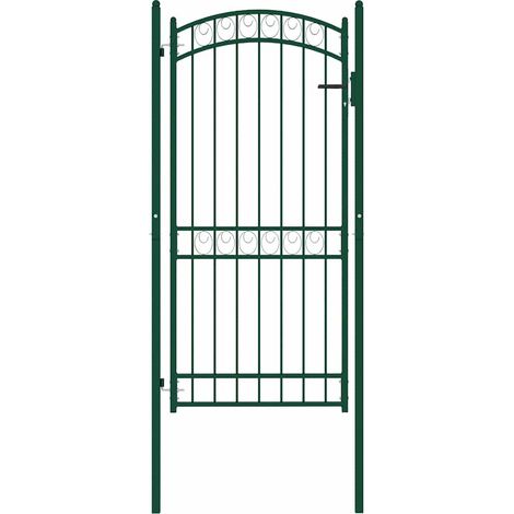 Portail de jardin,Portail de clôture,Portillon de jardin avec dessus arqué Acier 100x200 cm Vert CFW56162 (1/5)