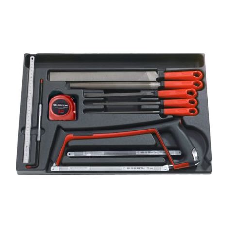 Facom – Mallette de rangement 19 pièces – Module de scie, mesure ruban et fichiers – Pour découpe précise et rangement efficace