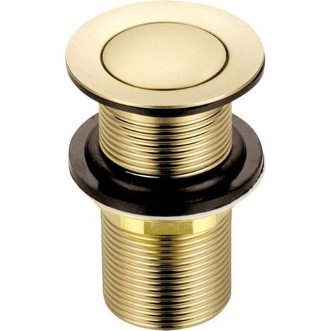 Bonde de lavabo de rechange en laiton, sans fente, couleur or brossé, raccord standard G 1 1/4" BSP, 1 pièce (1/3)