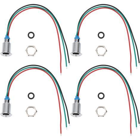 4 Kits LED Pré-câblées Rondes Étanches Antipoussière 2 Couleurs Cathode Commune 10mm 110-220V (Rouge et Jaune) (1/5)